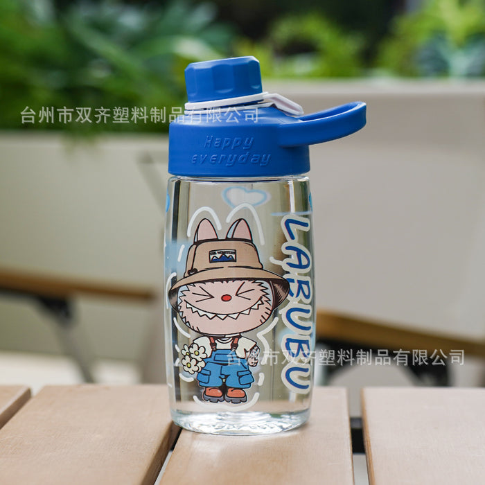 Wholesale Cartoon Pattern Transparent Plastic Cup Large-Capacity Water Cup,  Anti-Fall Cup,  Direct Drinking Rope,  Portable Cup