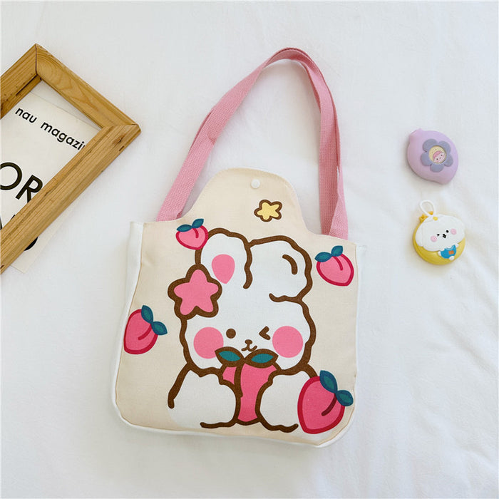 Wholesale Cartoon canvas bag, tutoring bag, illustration, large capacity shoulder bag, cute hand-held handbag