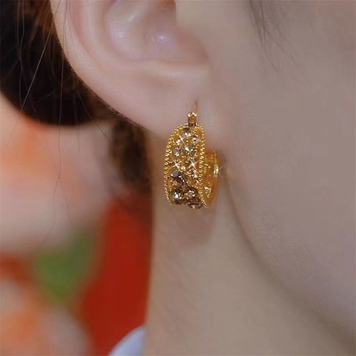 Wholesale Autumn temperament versatile full diamond circle earrings, high-end earrings