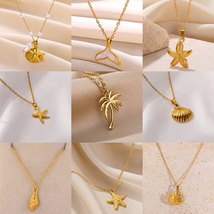 Wholesale Stainless steel shell necklace, starfish pendant necklace