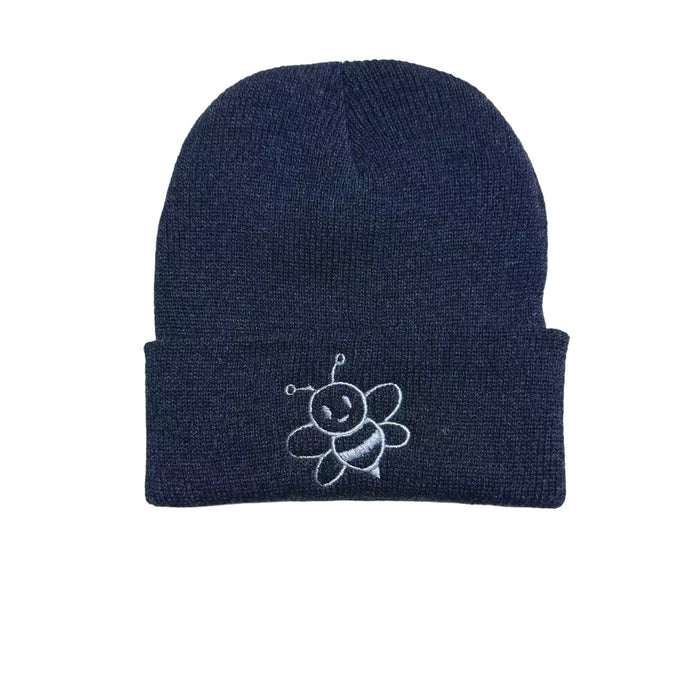 Wholesale Children' s embroidered bee knitted acrylic wool hat cute all-match warm earmuffs