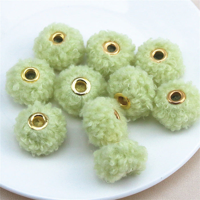 Wholesale 10PCS Straight Hole Teddy Fur Ball Beads Loose Beads Fabric Accessories JDC-BDS-JinYan001