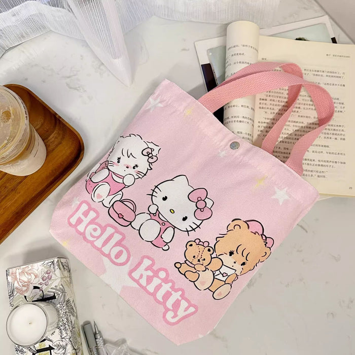 Wholesale Cartoon-Style Large-Capacity Canvas Shoulder Bag with Button Closure