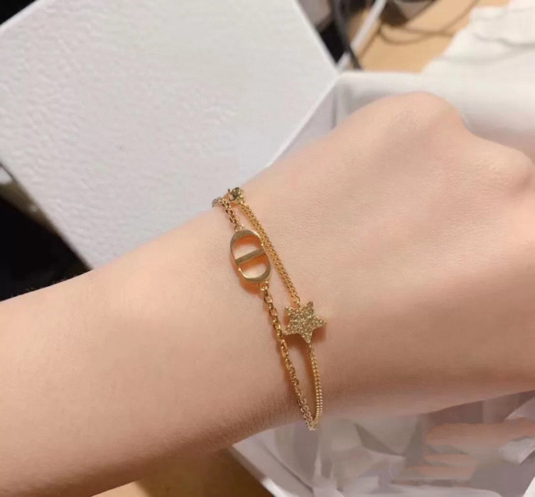 Wholesale Bracelet Women's Simple Classic Two Piece Set Bracelet Gold Letter Bracelet