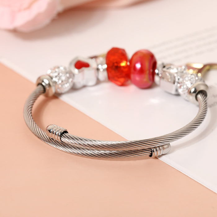 Wholesale Crystal bead stainless steel bracelet