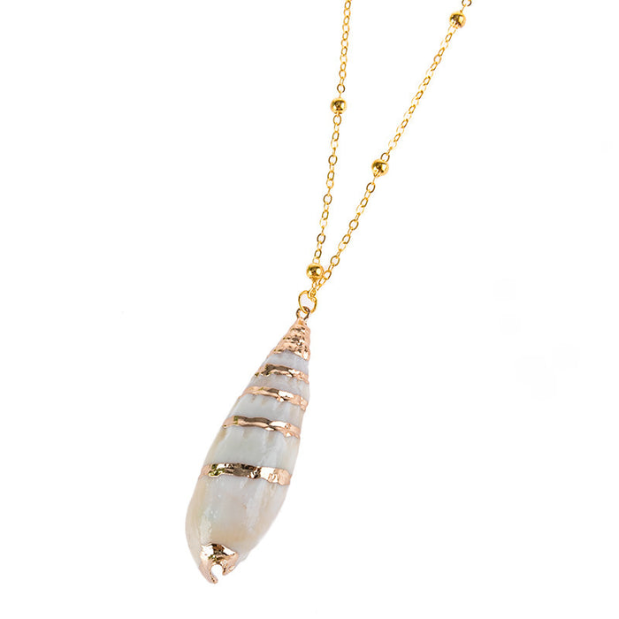 Wholesale New gold trimmed conch seashell necklace with multiple options to choose from
