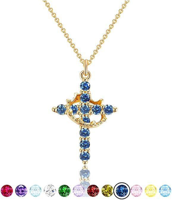 Wholesale Cross Crown Rotating Necklace Versatile Light Luxury High End Necklace Zircon Clavicle Chain