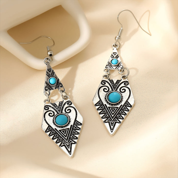 Wholesale 2pcs Turquoise Retro Bohemian Earrings