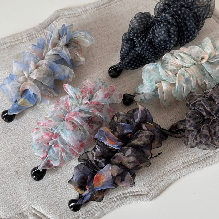 Wholesale Gentle Floral Pleated High-End Fashionable High Ponytail Banana Clip