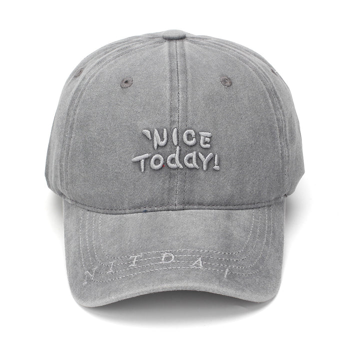 Wholesale Vintage Embroidered Baseball Cap – Grey Distressed Cotton Sun Protection Women' s Fashion Hat