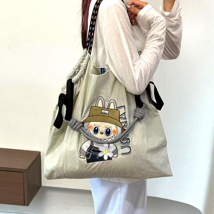 Wholesale Embroidered canvas bag popular cartoon large capacity shoulder bag girls messenger bag handbag