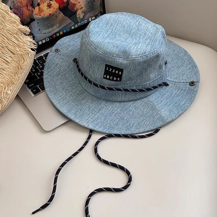 Wholesale Sunscreen camping fisherman hat, outdoor cycling strap hiking hat, large brim cowboy hat