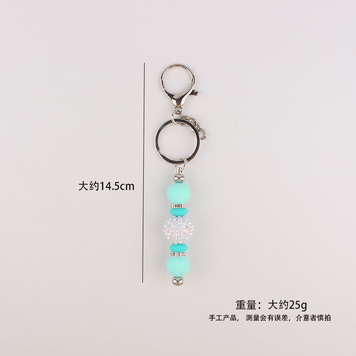 Wholesale Bling Bead Tassel Keychain Personalized Pendant Key Ring Bag Pendant Pendant Silicone Keychain