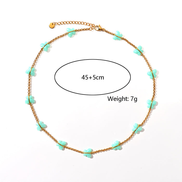 Wholesale Simple stainless steel butterfly necklace with creative ocean style pendant matching