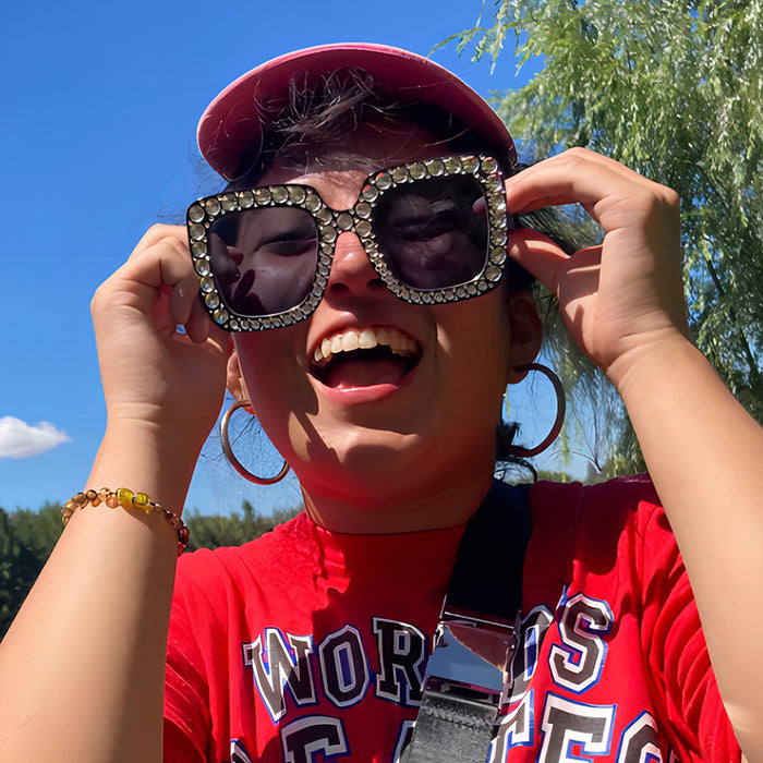 Wholesale Square Rhinestone Disco Sunglasses