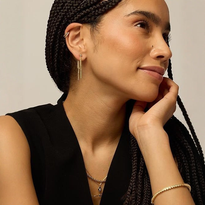 Wholesale Long chain earrings, creative silver needle earrings, niche design, high-end and elegant earrings