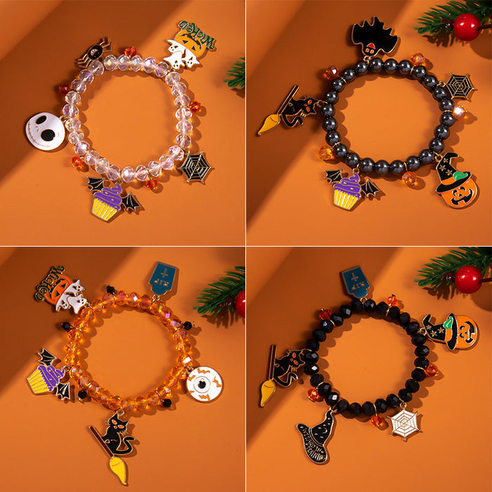 Wholesale  Element Bracelet Pumpkin Skull Ghost Cat Bat Painting Oil Color Bracelet