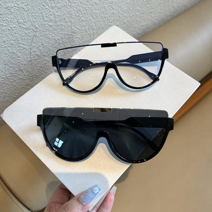 Wholesale Fashionable large frame integrated lens sunglasses, sunglasses trend