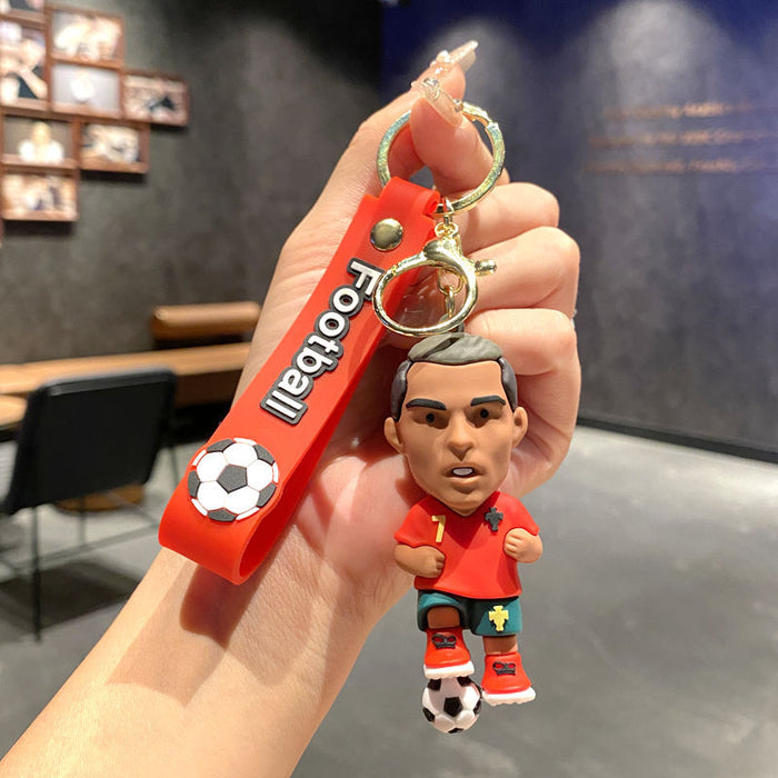 Wholesale Metal Soccer Star Cartoon Keychain Decorative Car Key Accessory MOQ≥2