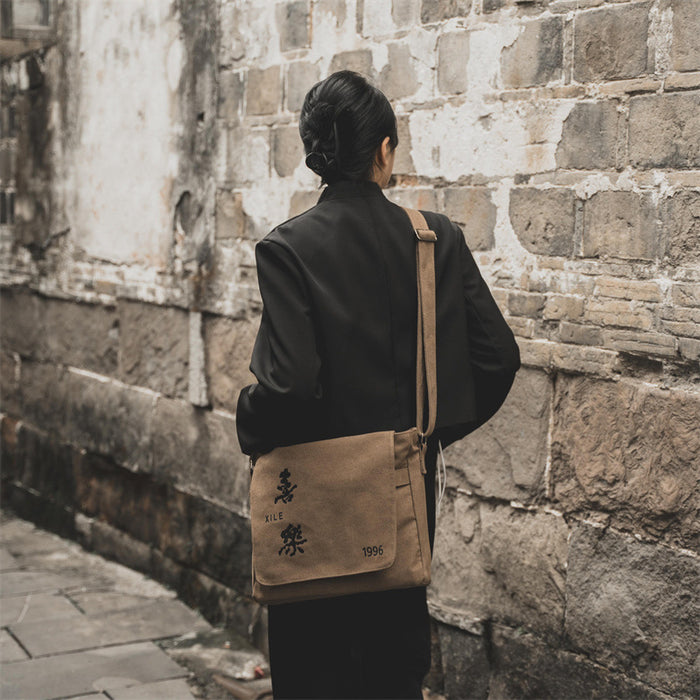 Wholesale Crossbody bag, new high-end backpack, large capacity canvas mailman bag, couple's casual shoulder bag, women's shoulder bag