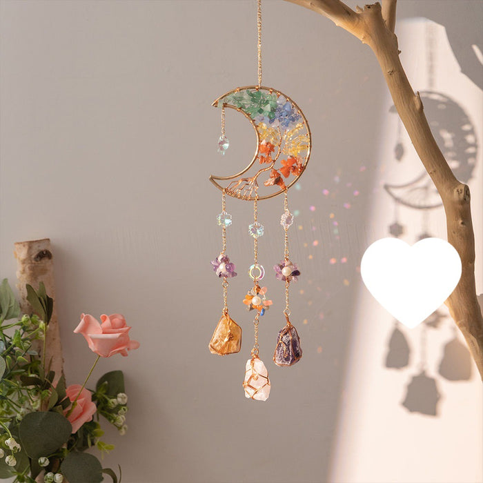 Wholesale Dreamcatcher Crystal Pendant Sunshine Rainbow Moon Wind Chime Pendant Girl Room