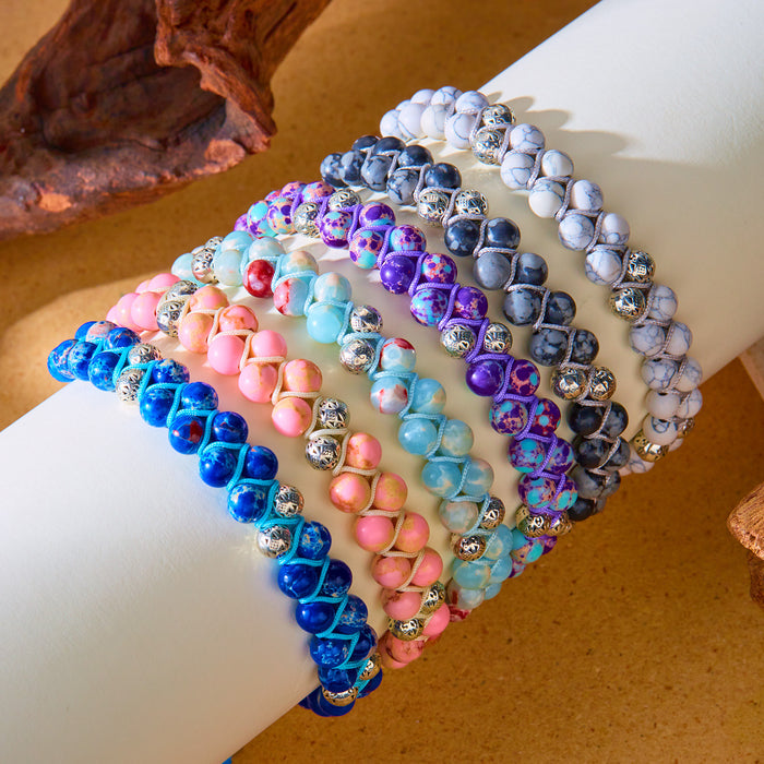 Wholesale Handmade Woven Bracelet Double-layer Winding Geometric Round Natural Stone Beaded Yoga Bracelet