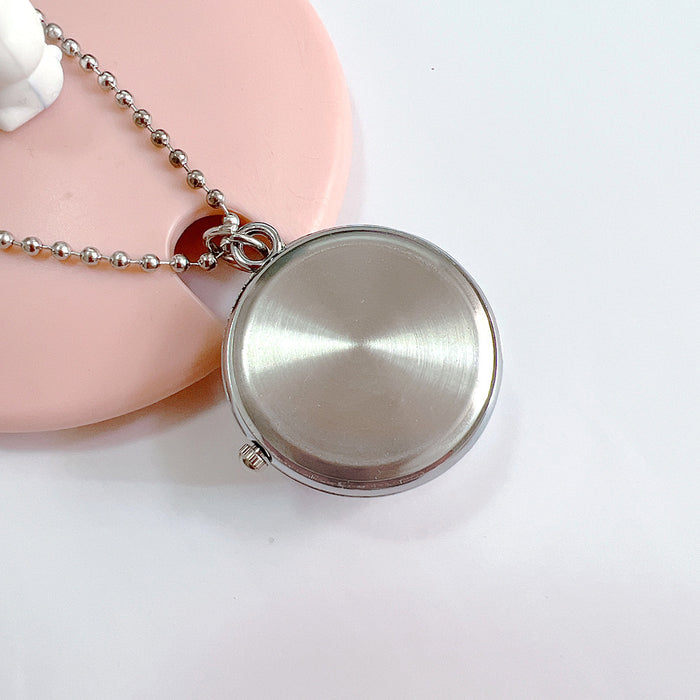 Wholesale Silver rotating pocket watch student flip necklace watch