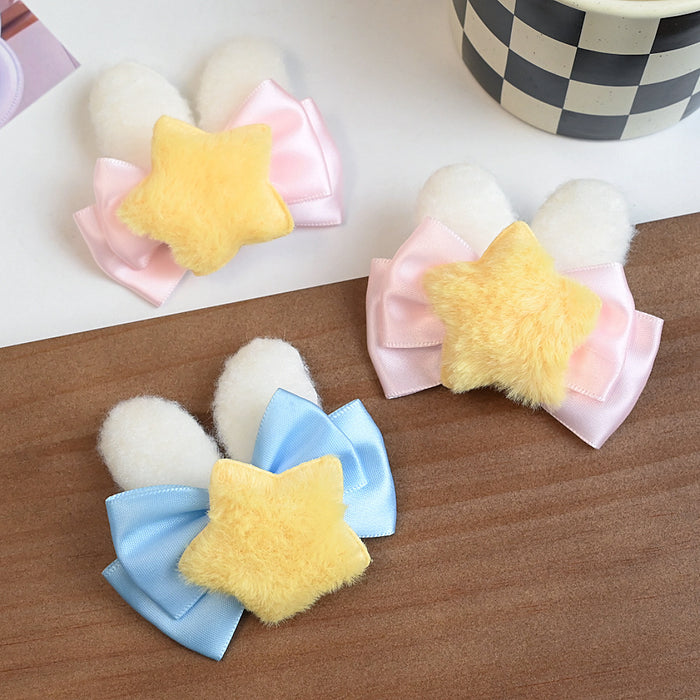 Wholesale Cute hair clip headband, sweet water colored bow, plush rabbit ear hairpin