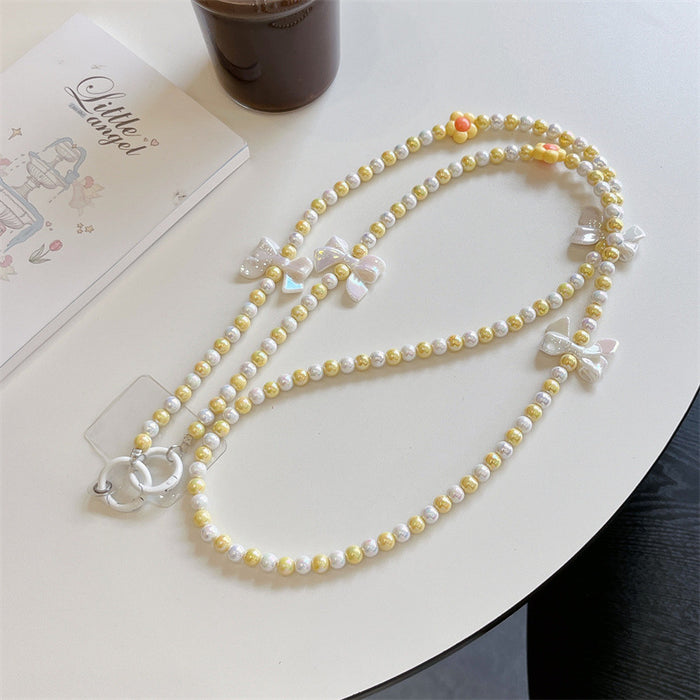 Wholesale Jewelry phone case bracelet long hanging chain high-end bow DIY handmade jewelry pearl women's chain accessories wholesale