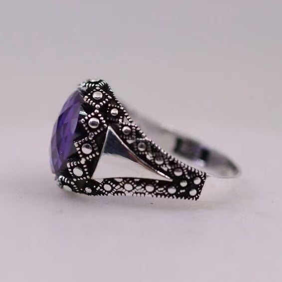 Wholesale New gold plated ring with amethyst gemstone inlay