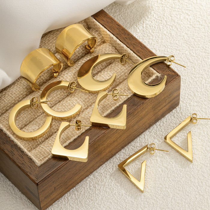 Wholesale Geometric Stainless Steel Earrings for Women Gold-Plated