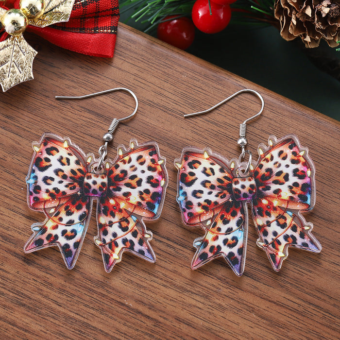 Wholesale Christmas light bow acrylic western-style earrings