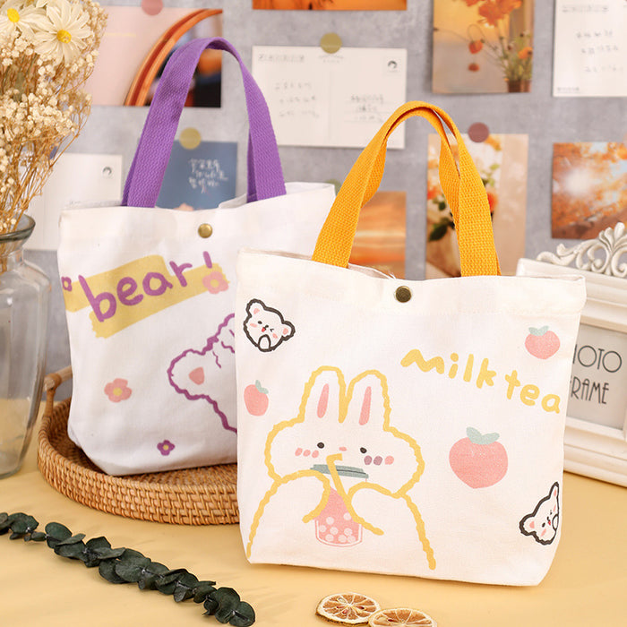 Wholesale Cartoon Hand Carrying Shopping Canvas Bag Children's Birthday Bag Accompanying Gift Bag Student Mini Handbag Set Printing