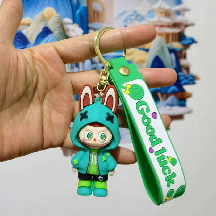 Wholesale Cute cartoon trendy schoolbag pendant keychain furry cute little monster