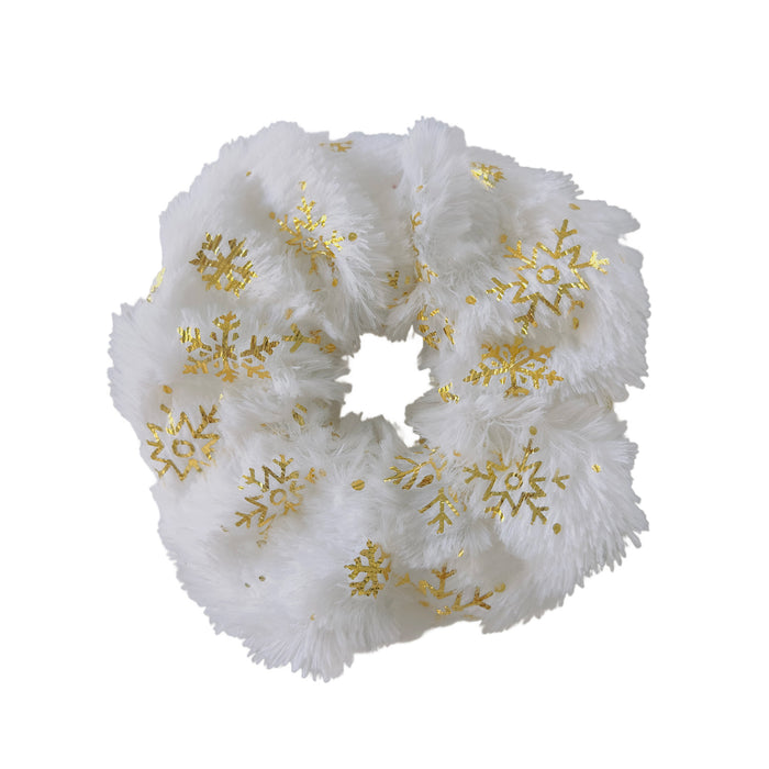 Wholesale Christmas snowflake plush hair ring gold-stamped high elastic hair rope female autumn and winter style hair rope holiday hair accessories