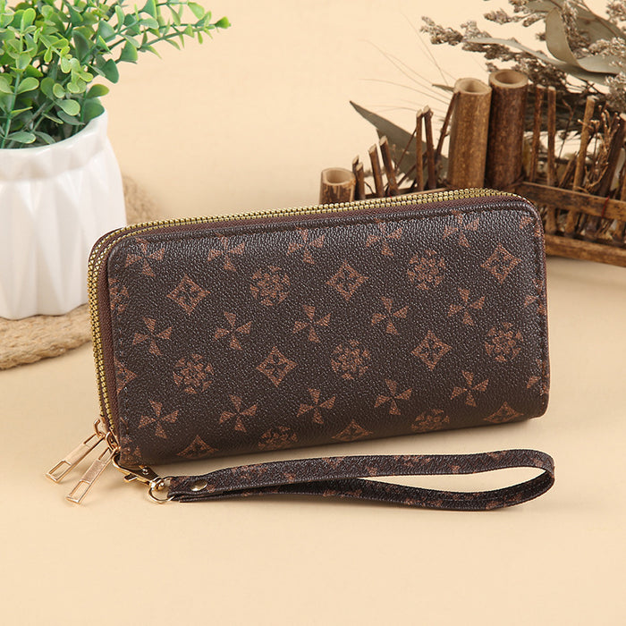 Wholesale PU Leather Clutch Wallet with Flower Pattern and Chain Decoration MOQ≥3