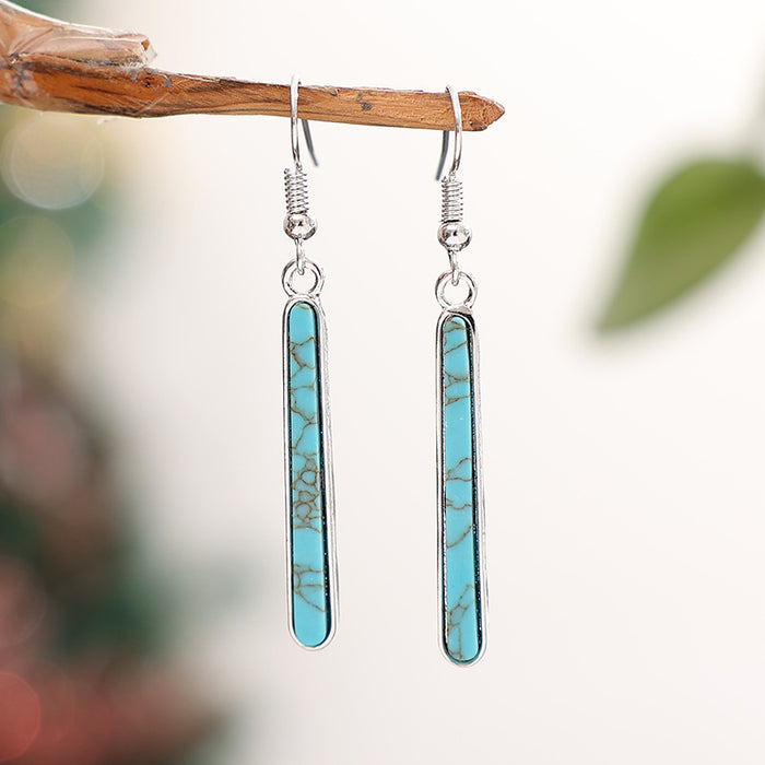 Wholesale Ancient Silver Geometric Line Earrings Western Retro Fashion Accessory