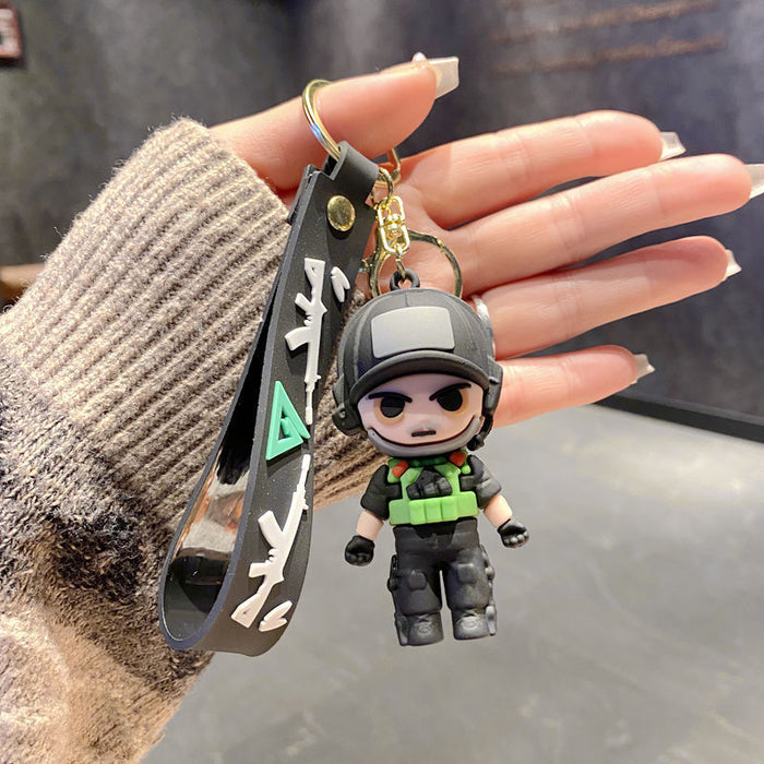 Wholesale Cartoon PVC Delta Action Keychain Bag Charm Game Pendant Student Gift MOQ≥2