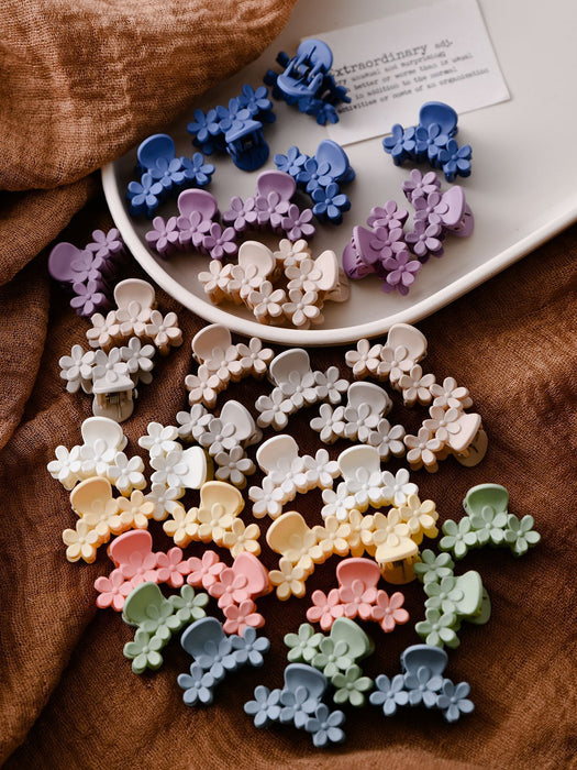 Wholesale 50pcs/set New flower frosted grip clip, cute children's mini shark clip, back of head clip, hair clip