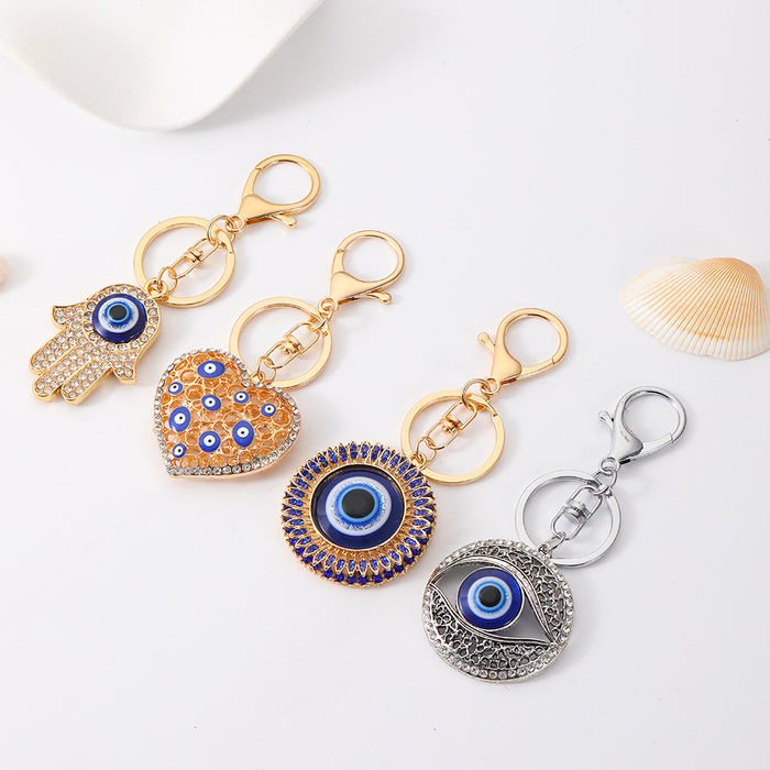 Wholesale Chic Evil Eye Rhinestone Keychain Pendant Zinc Alloy Bag Charm MOQ≥2
