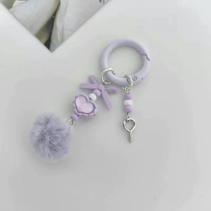 Wholesale Fur Ball Mobile Phone Chain Beaded Cute Hanging Chain Pendant Keychain