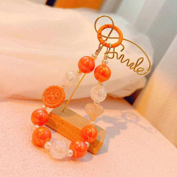 Flower Beaded Mobile Phone Chain Keychain Pendant Bag Decorative Hanging Ornaments