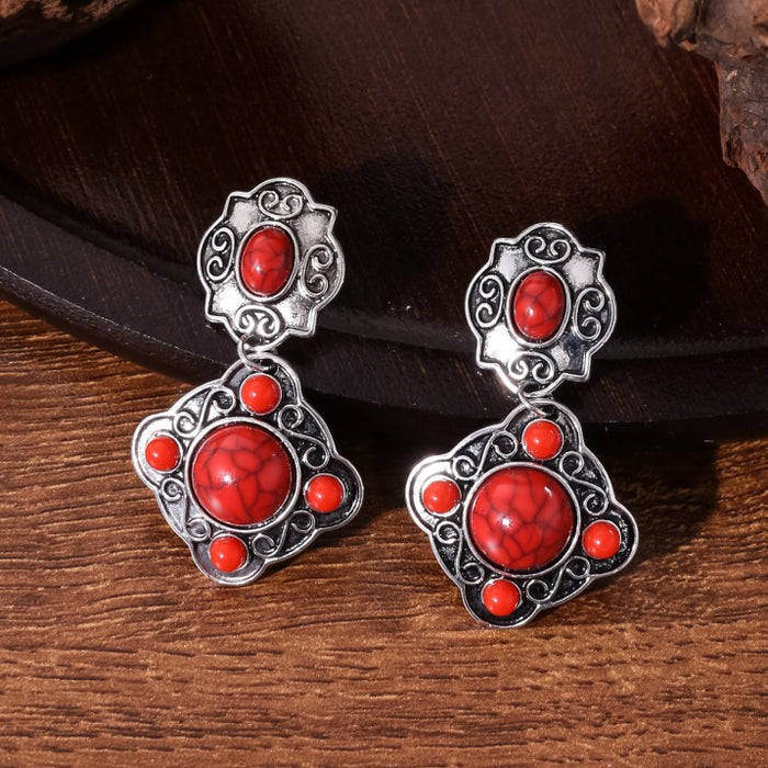 Wholesale Ethnic Style Turquoise Earrings JDC-ES-JunJie004