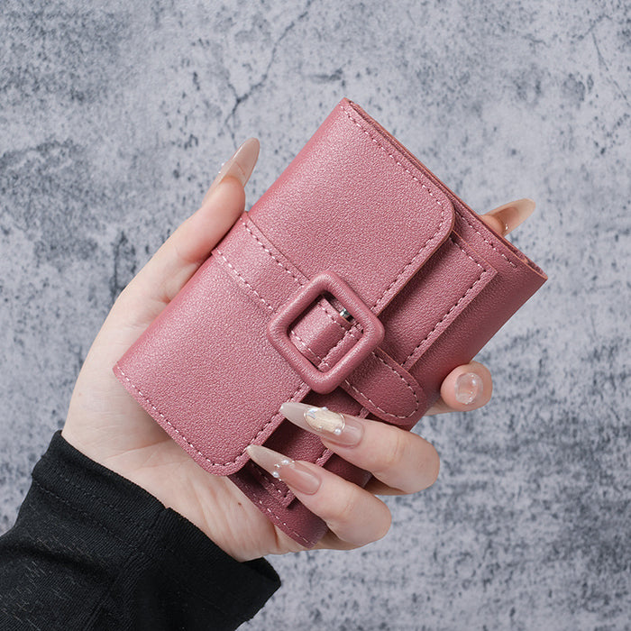 Wholesale Women' s Solid Color PU Leather Short Wallet Daily Matching Fashion Accessory