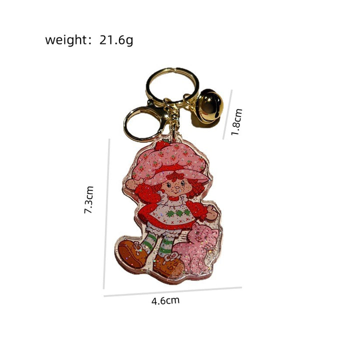 Wholesale 5 PCS Cute pink acrylic keychain with fine shimmer