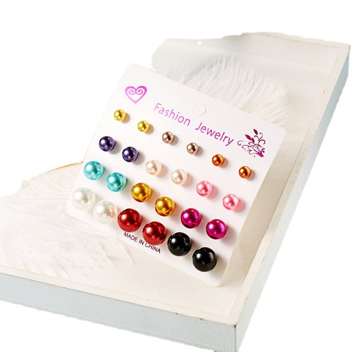 Wholesale Imitation Pearl Jewelry Round Mixed Color Earrings Manufacturer