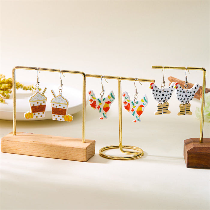 Wholesale small animals cute black and white cat acrylic simulation earrings earrings funny