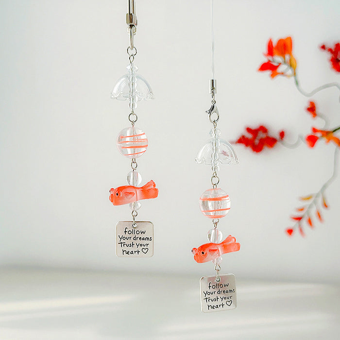 Wholesale Cute Goldfish Wind Chimes Pendant Personality Mobile Phone Chain  Hanging Ornaments
