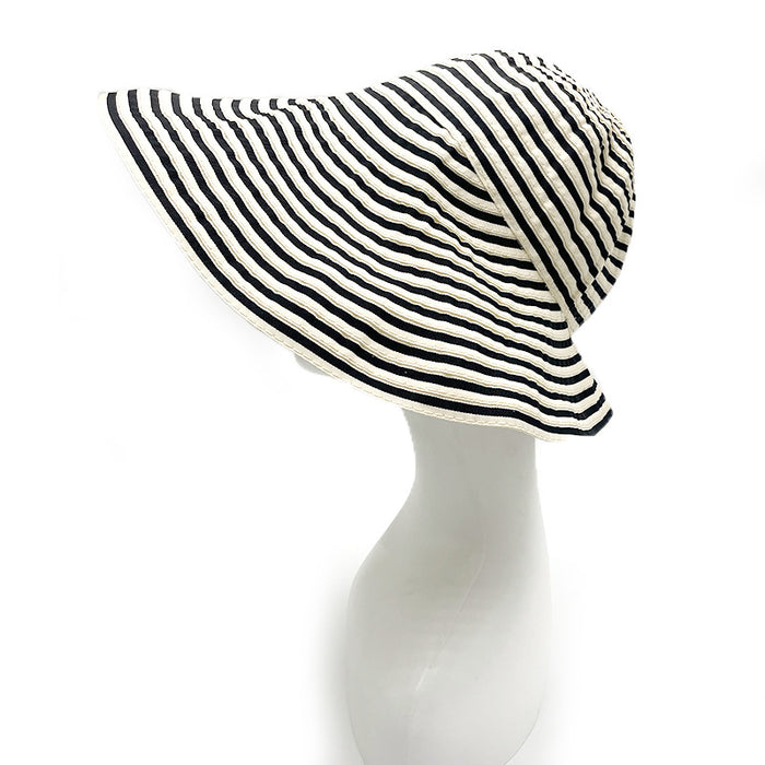 Wholesale Striped fisherman hat women summer sun hat retro fashion sun protection bucket hat