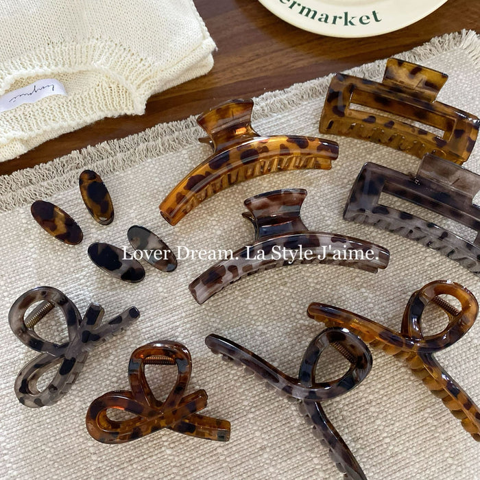 Wholesale Leopard print cross bow geometric hair clip, fashionable grip clip, versatile hair accessory